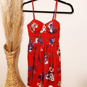Floral red dress